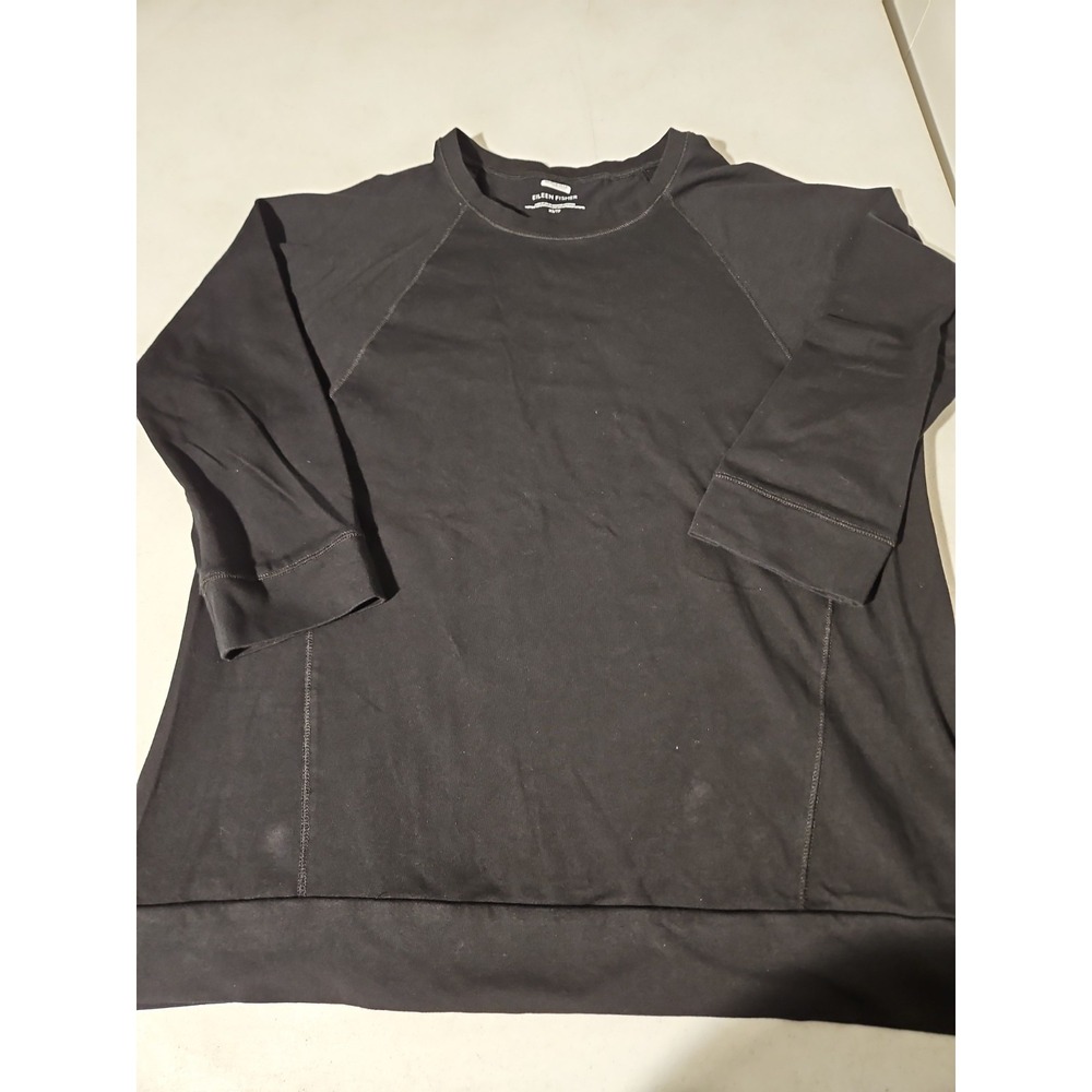 Eileen Fisher Blouse Womens XS/TP Black 3/4 Sleeve Side Zip Thin Tee Shirt (1988